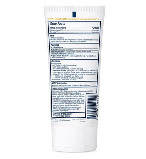 CeraVe Hydrating Mineral Sunscreen Body Lotion SPF 50 - 150 ml