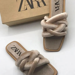 Zara Velvet Twisted Flats