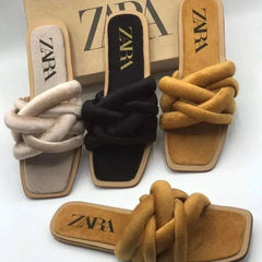 Zara Velvet Twisted Flats